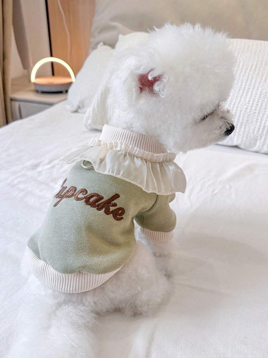 1件宠物衣服,可爱狗狗/猫咪套装,适合小型犬,保暖舒适的蛋糕图案连帽衫 - 绿色 - 綠色 - 查看 1