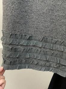 Cardigan Vest Wanita Musim Gugur/Dingin dengan Hiasan Pinggiran Elegan dan Leher Bulat - Dark Grey - View 4