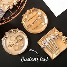 1pc Customized Jewelry Tray, Nordic Style Resin Bow Tie Metal Color Jewelry Dish, Earring Holder, Jewelry Display Stand, Jewelry Storage Tray, Jewelry Photography Props