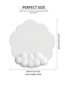 1pc Solid Color Cloud Shaped Premium PU Leather Wrist Rest Mouse Pad, Gaming Mousepad With Non-Slip Silicon Base And Soft Memory Foam Wrist Support, Creative Desk Mat, Relieve Wrist Fatigue - White - View 6