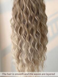 26 Inch Long Water Wave Heat Resistant Synthetic Ponytail, Daily Use Wig Hair Scrunchie For Women - Ombre - View 7