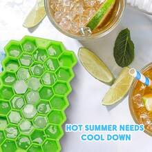 5 件 37 腔蜂窝冰格，可重复使用硅胶冰格带盖，适用于威士忌、鸡尾酒、自制饮料 - 黃色 - 查看 6