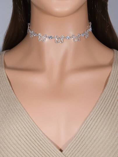 1 pezzo Elegante e casual collana con strass alla moda, adatta per l'uso quotidiano, feste ed eventi delle donne