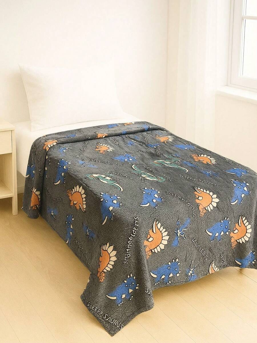 Glow In The Dark Blanket Single Loose 2.00 X 1.80 Printed Antiallergic Blanket Plush Touch Soft Hypoallergenic - KHỦNG LONG - Xem 1