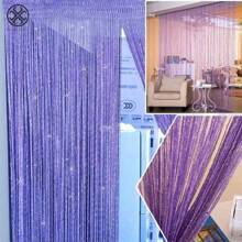 Cortinas con flecos de 39"X78", cortinas de cuentas para puertas, cortinas de cuerda de 100x200cm, cortina de cuentas para vano, panel de ventana divisor de habitación con lindos flecos para fiestas y eventos (Púrpura)