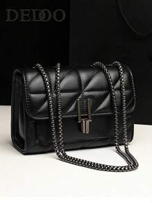 Dedoo Elegant Women's Shoulder Bag With Chain Strap, Quilted PU Leather Crossbody Bag, Luxury Simple Underarm Messenger Bag With Zipper Closure, Plaid Pattern, Hand Washable - Polyester Lined