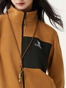 CAMEL CROWN 女士抓绒外套，秋冬情侣加厚抓绒外套 - 雲杉棕 - 查看 3