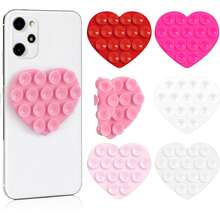 1pc Heart-Shaped Silicone Phone Grip, 19 Pcs Silicone Phone Stick-On Handle, Double-Sided Heart-Shaped Anti-Slip Accessory For Phone Case, Multi-Color Options - Multicolor - View 1