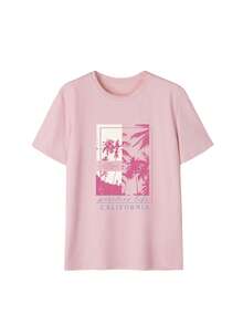 Bộ 3 áo thun ngắn tay cổ tròn phong cách tối giản nhiệt đới họa tiết cây dừa và hoa, thích hợp mặc hàng ngày, thời trang và đa năng dành cho nữ. - Màu xám đen - Xem 5