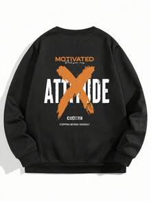 Herren Große Größen Lässig Rundhals Sweatshirt, Buchstaben Grafik Muster, Urban Street Style, geeignet für Läss, Sport, Wochenenden, Frühling, Sommer, Herbst, Winter