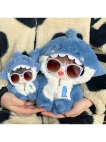 17cm Hanging Ornament Outfit, Blue & Pink Shark Suit, Rabbit Suit Plush Doll Clothes, Cute & Adorable (Clothes Only), Blind Box Hanging Ornament Doll Outfit, Suitable For Daily Wear, Festivals, Birthday Gifts, Doll Collection, Outdoor Activities And More