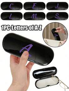 1pc Cream-Color Solid Eyeglasses Case, New Minimalist Design, Portable, Waterproof & Dustproof (Small, Plastic Material) Letter Eyewear Hard Case