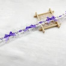1 Stück französischer Stil Satin Schleife mit doppelter Lage und bestickter Spitzenborte, charmante Schleife, Material für Hochzeitskleider zum selbermachen, Stoff-Spitzenband für Kleidung, Haarzubehör, Heimdekoration, in verschiedenen Farben erhältlich