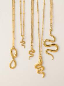 1 件不锈钢蛇形吊坠项链，无限符号蛇形项链，适合日常佩戴