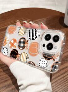 1pc Unique Pumpkin Pattern Transparent Air Cushion Soft Phone Case, Compatible With IPhone 11, 12, XR, 13, 13 Pro, 13 Pro Max, 14, 14 Pro, 14 Pro Max, 15, 15 Pro, 15 Plus, 15 Pro Max, 16, 16 Pro, 16 Plus, 16 Pro Max, Galaxy S25, Galaxy S25 Ultra, Galaxy S25 Plus Waterproof Shockproof Anti-Fall Scratch Resistant