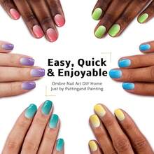 Sponge Pat Paint Nail Gel, 9 Colors Ombre Nails Gradient Gel Nail Blush Blooming Aura Nails Drawing Stripper Floral Painting Nail Art, No Wipe, UV/LED Curing (9 Colors H) - 9 Colors J - 查看 12