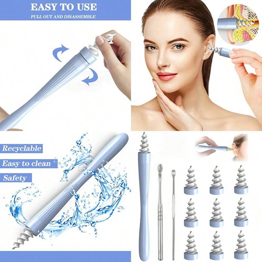 [JUN CAN]3 In 1 Ear Wax Removal Tool 2024 QGrips Ear Wax Removal Reusable Washable Replacement Soft Silicone Tips For Cleaner Earwax Ear Wax Removal Kit - as pic - View 1