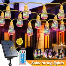 太阳能庭院灯串 16 灯泡 8 种模式 LED 仙女灯户外防水灯适用于花园篱笆阳台假日露营帐篷节日装饰 - 彩色 - 查看 12