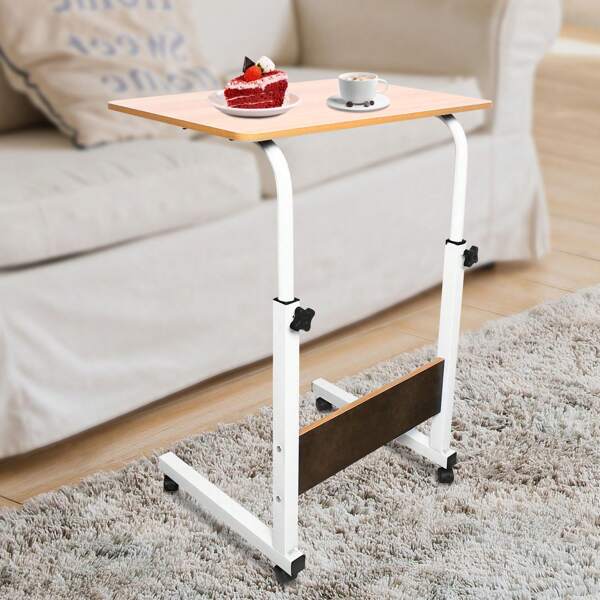 Table d'ordinateur portable réglable, support d'ordinateur avec roulettes, table d'ordinateur autoportante
