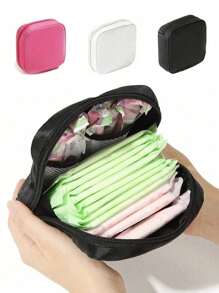 Large Capacity Sanitary Napkin Storage Bag, Multi-Functional Portable Storage Box, Coin Purse And Mini Cosmetic Bag, Nursing Pad Holder, Tampon Bag, Feminine Product Bag, Casual Style, Polyester Material, Perfect Storage Solution And Good Gift