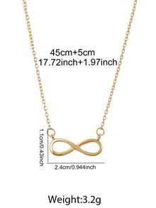 1 chiếc vòng cổ mặt dây chuyền hình bầu dục biểu tượng vô cực đa năng thanh lịch tối giản và họa tiết hoa hồng, vòng cổ cổ điển sang trọng thích hợp để đeo hàng ngày - vòng cổ - Xem 3