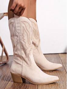 女士经典西部靴 - 米色 - 查看 2