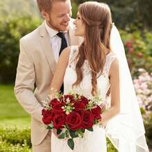 1 Stück/10 Stücke/12 Stücke Valentinstag Hochzeitsdekoration Rayon Blumen realistische Rosenstrauß mit langen Stielen für Heim Hochzeitsdekoration Party