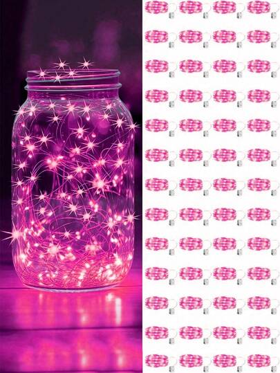 20 piezas - Luces de hadas LED rosas, luces parpadeantes de mini brillo con resplandor cálido para el Día de San Valentín, bodas, Navidad y decoración de fiestas de cumpleaños, ambiente de frasco de albañil, luz de estrellas, iluminación ambiente | Luces de cuerda caprichosas | Luces con batería, accesorios luminosos, para decoraciones interiores/exteriores, perfectas para dormitorio, centros de mesa y decoraciones de fiesta de boda | ¡Para Halloween, Navidad y otras vacaciones diversas!