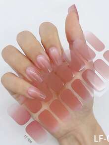 5张（80片）裸色渐变全覆盖美甲贴纸，自粘式美甲贴，持久亮丽色彩，在家轻松DIY沙龙级美甲效果，紫外线下不会变硬 - 彩色 - 查看 5