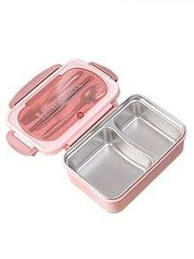 1pc 1200ml Bento Lunch Box With Cutlery Set And Leak-Proof Lid, 3 Compartment Food Containers Suitable For Adult Men And Women, For Camping, Meal Prep, School Supplies, Back To School, Kitchen, Christmas Gifts (Cutlery, Lunch Box And Storage Bag Included)