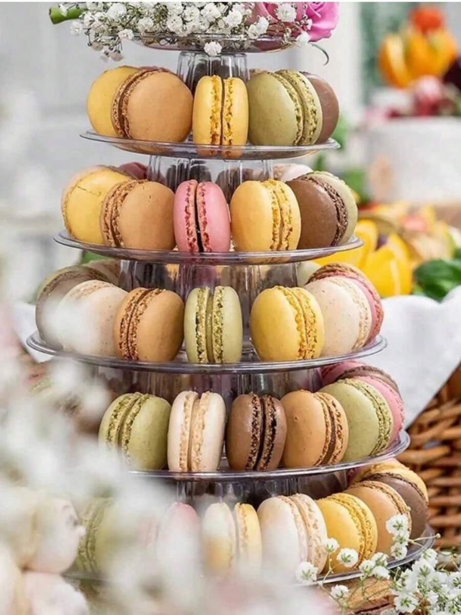1pc Multi-Tier Cake & Macaron Display Stand, Polished Metal Surface, Suitable For Wedding, Birthday, Party, Afternoon Tea - Food Dessert Rack, Dessert Display Stand, Party Decor - Clear - View 1
