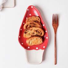 寻宝彩色餐具！1件套红色蘑菇纹强化瓷餐具，包含勺子、茶壶、8英寸盘子、杯碟套装。适用于单人餐桌、早餐盘、咖啡杯、情侣餐具套装、礼品、家居装饰、学校用品等。