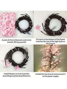 1pc Cherry Blossom Branch Light, USB Power Supply, 8 Lighting Modes, Soft And Flexible Decorative Rattan Lamp, Suitable For Autumn Decoration, Living Room And Bedroom, Office Study, Wall, Game Room Decoration, Outdoor Courtyard, Wedding, Valentine's Day Atmosphere Decoration, Christmas Decoration Gift, Party Atmosphere