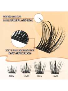 8-16mm Thick Segment Cluster False Eyelashes, Curled, Anime-Inspired, Dense, European & American Style