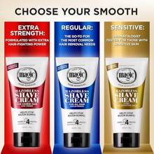 Razorless Shaving Cream, Depilatory Hair Removal Cream, Works In 4 Minutes For Coarse, Curly Hair, 6 Oz