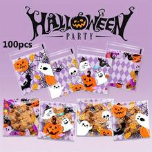 300 Pack Cartoon Pumpkin Ghost Halloween Cookie Candy Self-Seal Gift Bags - Plastic Party Favors Bags With Assorted Patterns For Treats And Snacks(100/300pack) - Multicolor - View 6