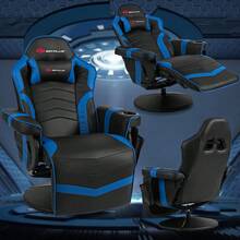 Massage Gaming Recliner Reclining Racing Chair Swivel - Blue - View 8