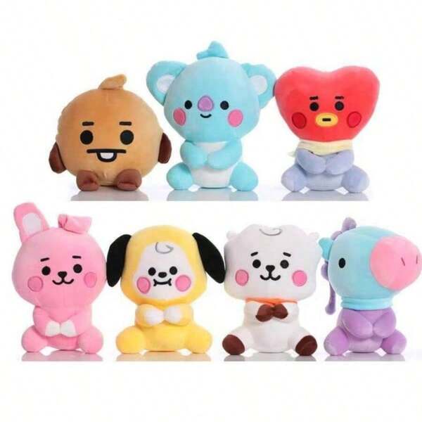 BT21 Versiunea coreeană a celebrității, pandantiv de jucărie de pluș BT21, Jeon Jung Kook, pandantiv de jucărie de pluș Kim Hyung, ornament de geantă cu desene animate, cadou pentru păpușă, breloc de pluș, cadou de ziua de naștere