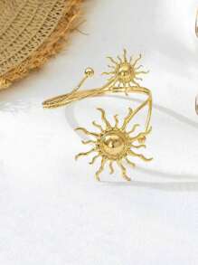 1 Stück modischer, kreativer Armmanschette mit Sonnenblumen-Umarmung, lässiger Stil, vielseitiges Schmuckarmband für Damen im Urlaub und Partys