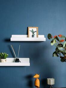 1/2/3/4/6件白色亚克力悬浮式搁板展示架，免打孔壁挂式幼儿园儿童书架，墙壁悬挂式收纳工具，浴室壁架和收纳架