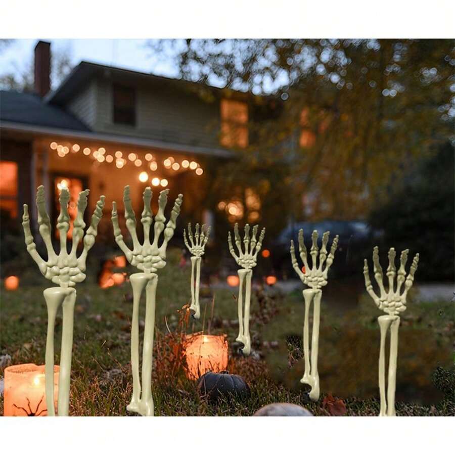 Halloween Dekorationen, realistischer Skeletthand, Gartenpfahl Geisterhand, Halloween Party Kostümzubehör