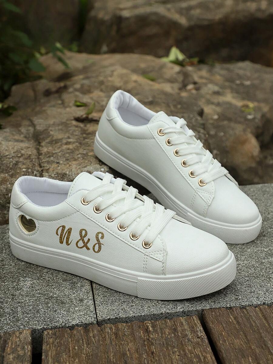 Personalized Heart Sports Shoes, Glitter Font Customized Name, Birthday Gift, Anniversary Gift, Classmate Gift, Family Gift, Bridesmaid Gift, Bride Gift, Holiday Gift, Couple Casual Shoes