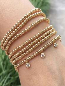 3/5/7-Piece Round Diamond Golden Bead Bracelet Set Exquisite And Cute, One Of The Best Gifts For Elegant Women