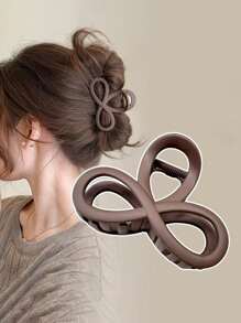 爪夹 1 件 女士甜美温柔公主风格高品质纹理波西米亚风格可爱时尚简约优雅休闲度假风格 8.5 厘米/3.3 英寸深棕色哑光发爪适合女性日常高马尾通勤节日派对送礼佩戴使用发夹夹子夹发爪发饰头饰休闲发夹、学校用品、学院秋季配饰秋冬 - 棕色 - 查看 2