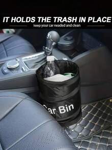Collapsible Car Trash Can, Hanging Garbage Bag Holder, Portable Trash Bin For Car, Travel, Camping, Car Accessories, Car Interior Accessories - Black - View 6
