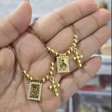 1pc Dainty Sacred Heart Scapular Necklace Gold Plated Double Tiny Pearl Rectangle Charm Bead Chain Necklace Religious Gift