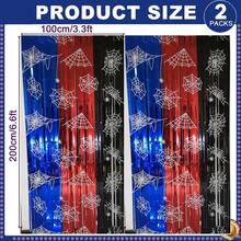 Spider Web Birthday Decorations 2 Pack Spider Party Supplies 3.3x6.6ft Red Blue And Black Spidey Tinsel Foil Fringe Curtains Backdrop Red And Blue Streamers Spider Theme Party Decorations - 藍紅與黑 - 查看 7