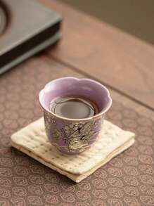 1pc/2pcs Butterfly Floral Ceramic Tea Cup, Household Ceramic Kung Fu Tea Set, Tea Cup For Tea Tasting, Gathering & Afternoon Tea, Small Capacity Water Cup, Gift Tea Cup