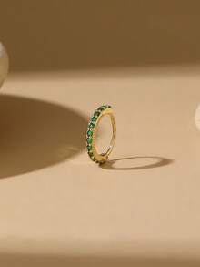 1 件时尚嘻哈风格微镶嵌水钻鼻环饰品，适合女士 - 金綠 - 查看 3