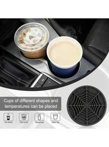 4PCS-Spider Web Car Coasters For Cup Holders, Halloween Funny Non-Slip Silicone Insert Ornaments Coasters, Automotive Cupholder Goth Accessories For Men & Women